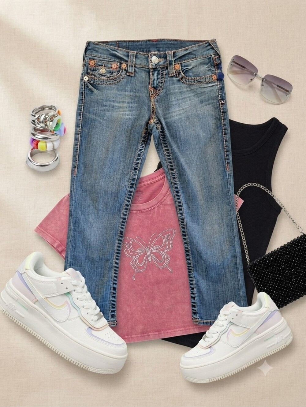 True Religion Low Rise Medium Wash Denim Capris